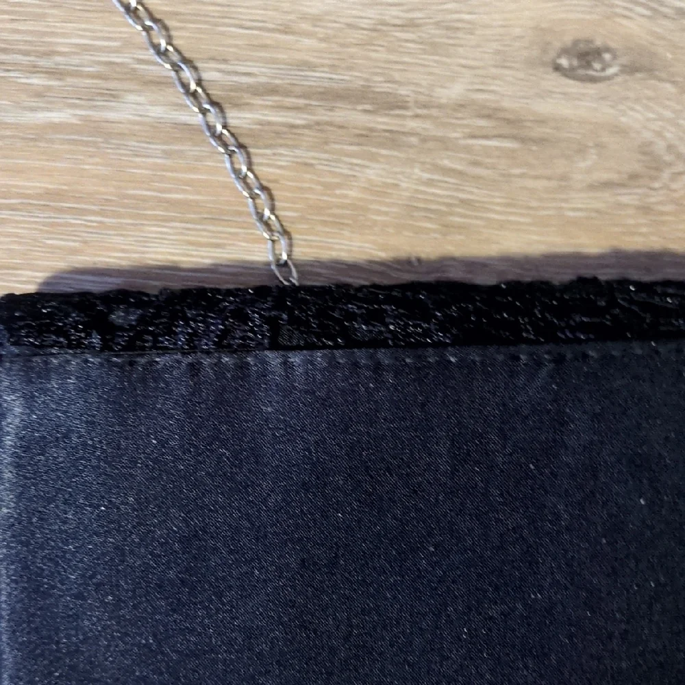 Navy Lace Envelope Clutch with Chain Strap - Women's Evening Bag - Picture 5 of 6
